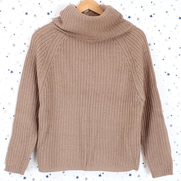 Raglan Long Sleeve Turtle Neck Knit Sweater Khaki - Picture 5 of 7